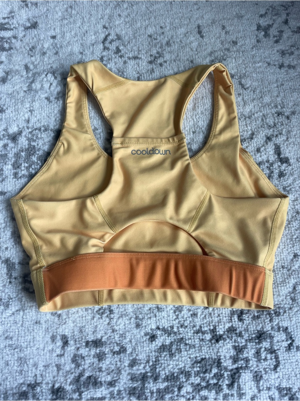 Cooldown Women’s Yellow Sports Bra with Orange Band XS